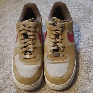 Men'sNike Air Force 1 Gold/Sport Red  Sneakers